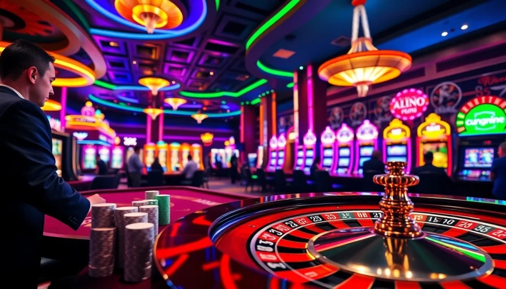 Discover thrilling moments at https://rr88k1.com/ with players enjoying vibrant roulette action amid a glamorous casino setting.